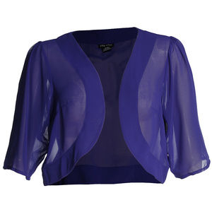 X-Small Purple 3/4 Sleeve Sheer Chiffon Open Front Shrug NEW w/ Tags City Chic